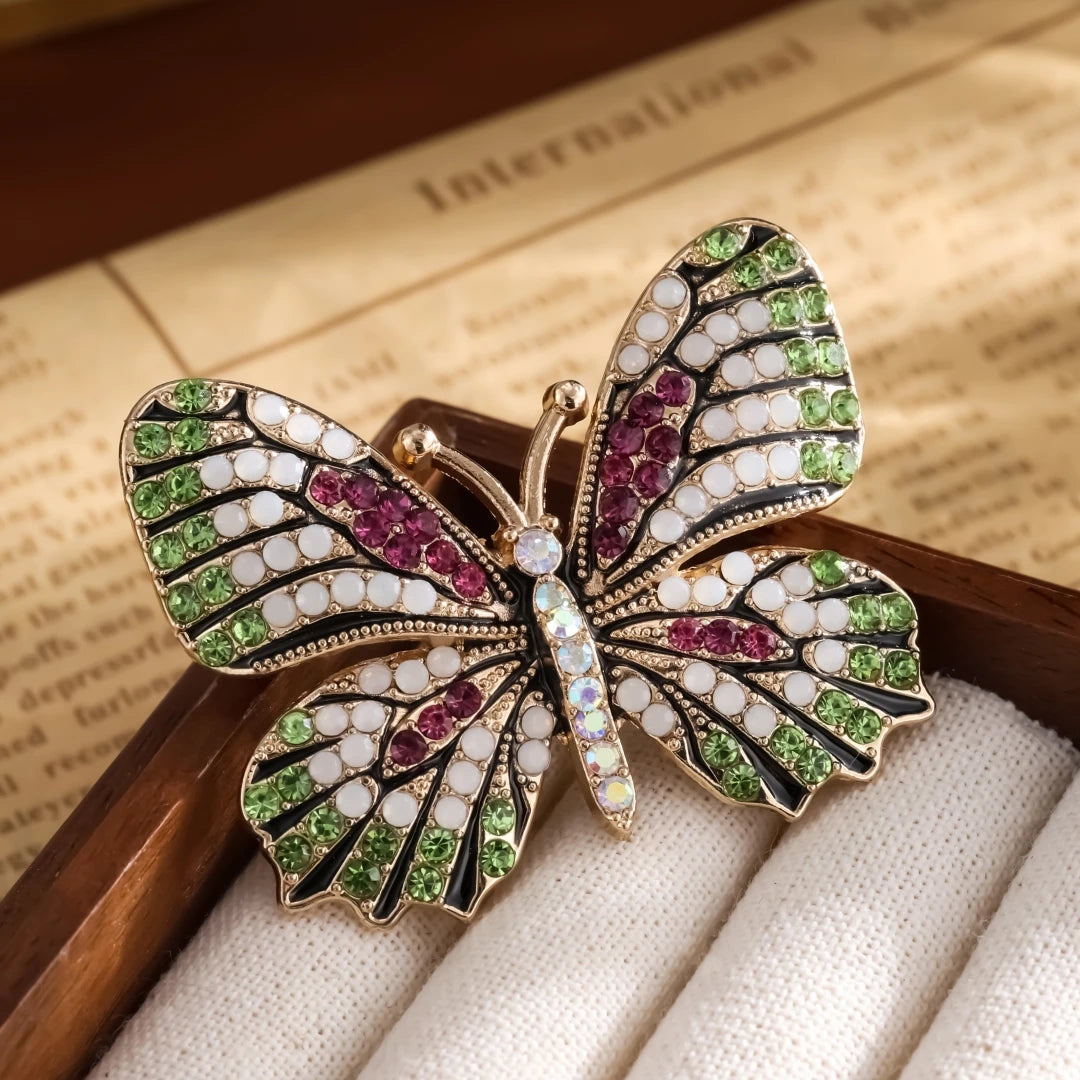 Shiny Crystal Butterfly Lapel Pin