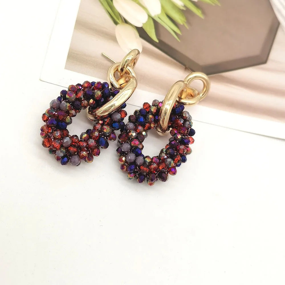 Vintage Boho Beaded Hoop Earrings