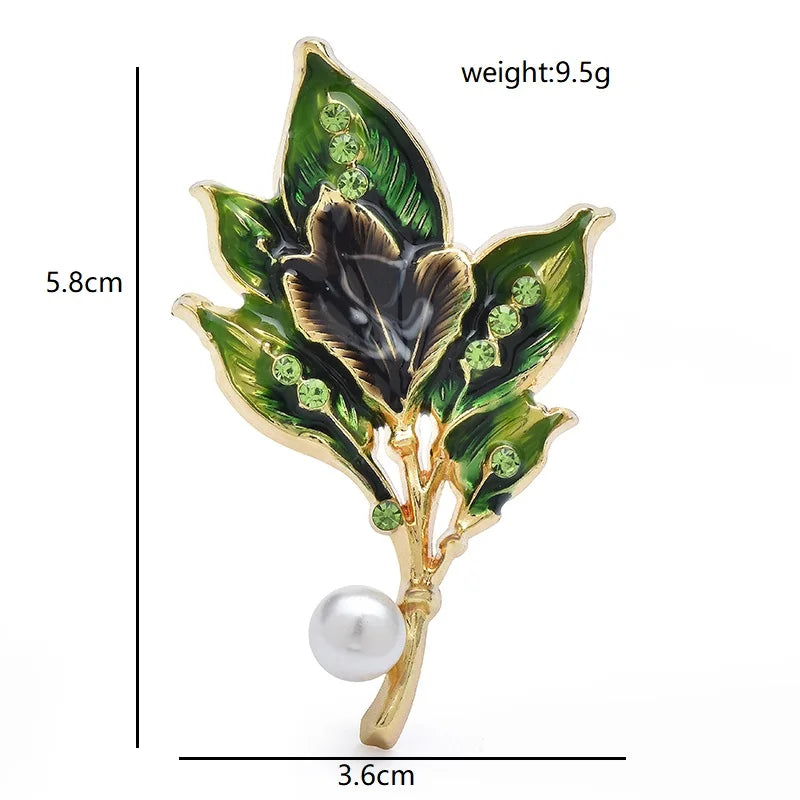Vintage Enamel Leaf Brooch