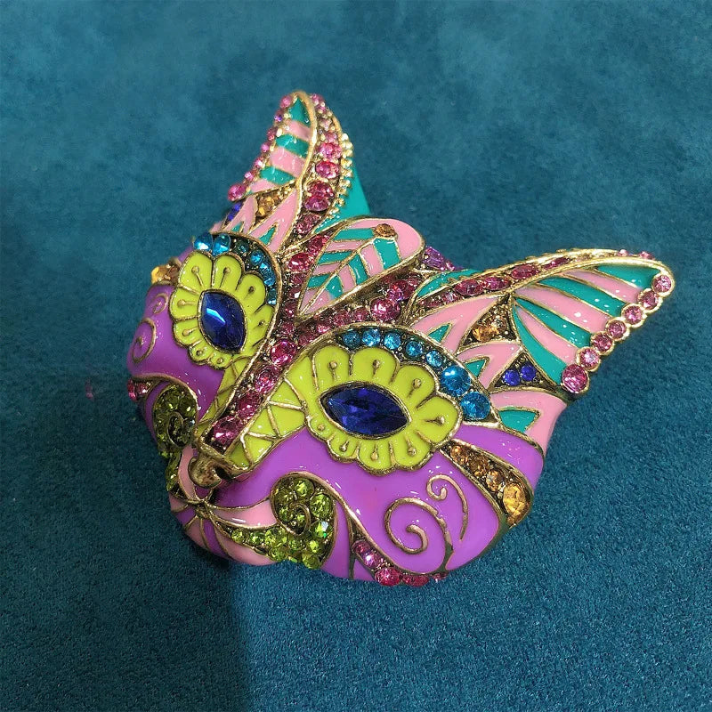 Retro Enamel Cat Mask Jewelry