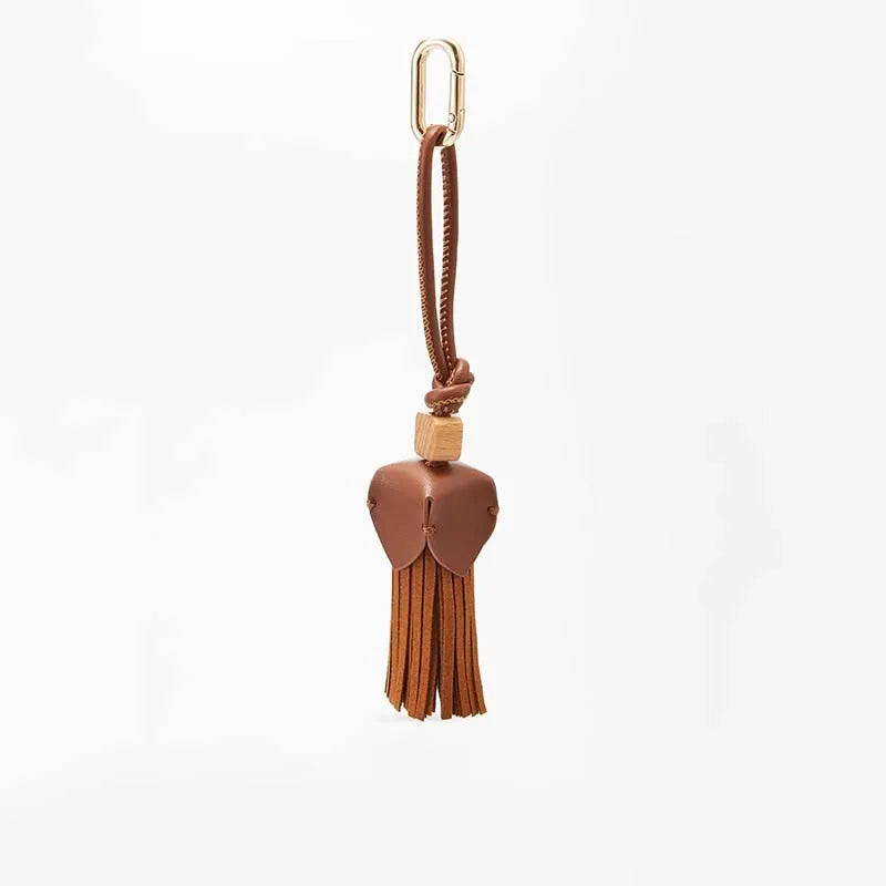 High-Grade Leather Flower Ball Tassel – Bag & Car Pendant