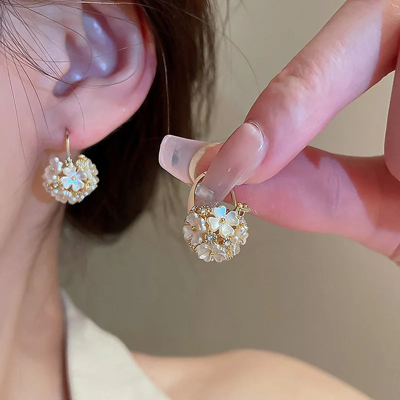 Romantic Flower Ball Earrings