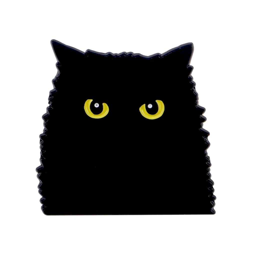 Cute Black Cat Enamel Pin – Witchy Halloween Brooch