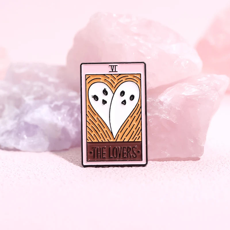 Halloween Ghost & Pumpkin Enamel Pin – Spooky Tarot Brooch Lapel Badge