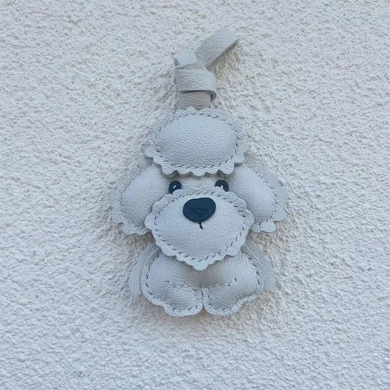 Handmade Leather Teddy Dog Bag Charm