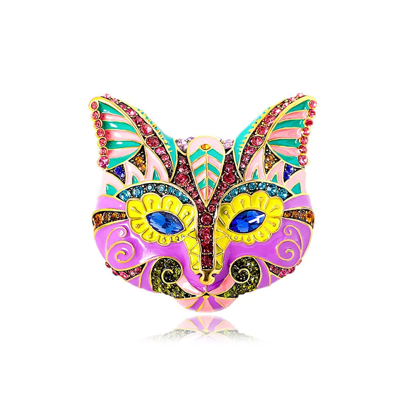 Retro Enamel Cat Mask Jewelry