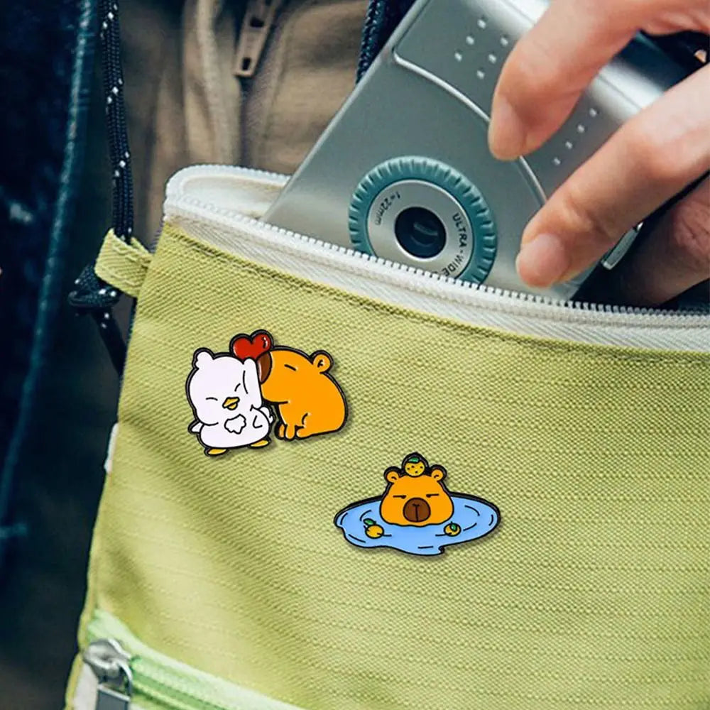 Capybara & Dolphin Brooch – Cute Bag Charm