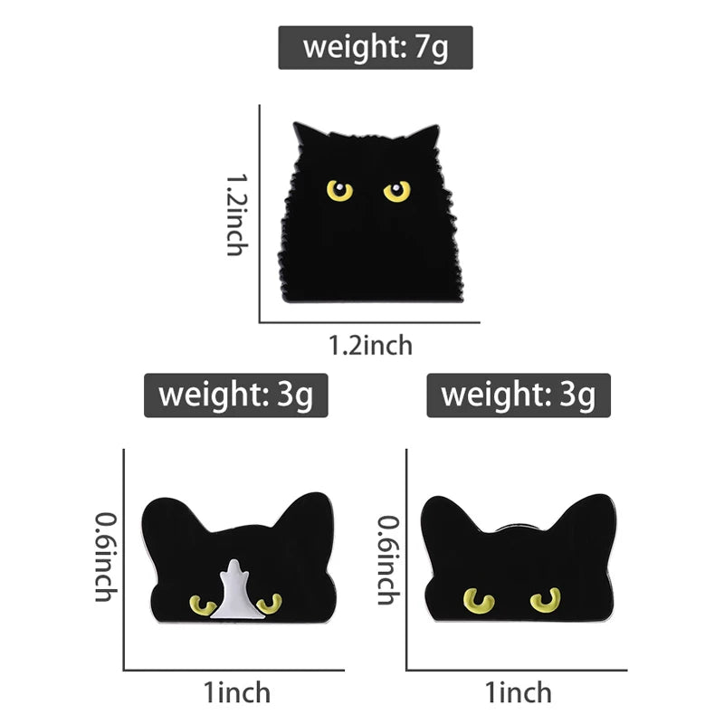Peeking Black Cat Enamel Pin