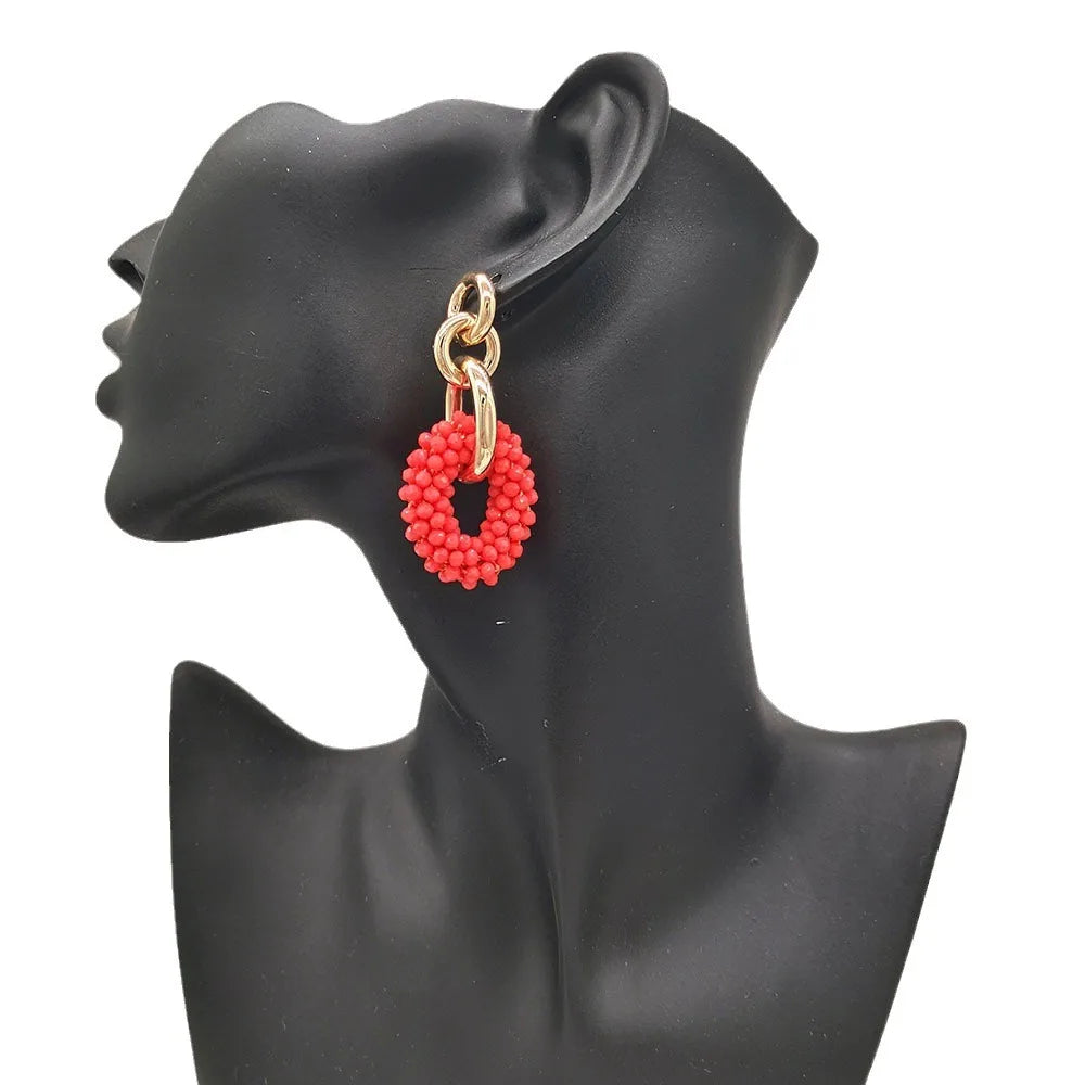 Vintage Boho Beaded Hoop Earrings