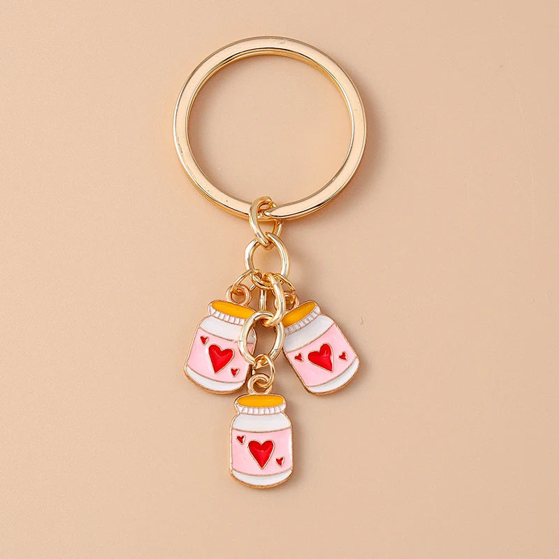 Red Wine Keychain – Cute Enamel Key Ring for Handbags