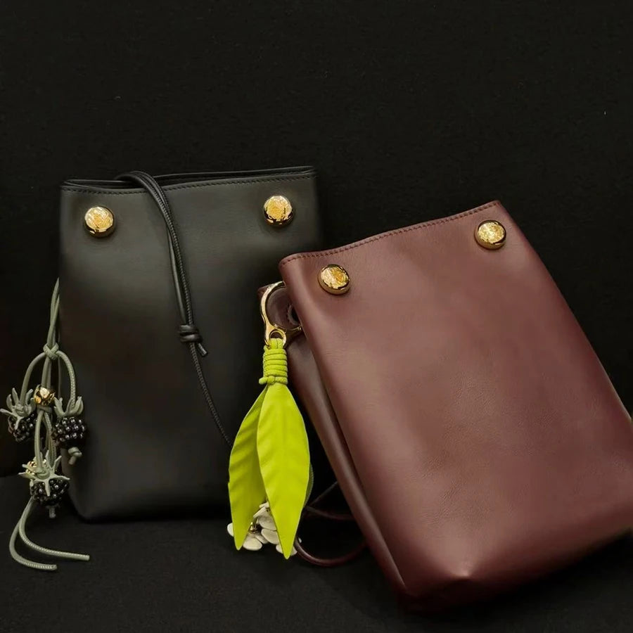Raspberry & Blackberry Charm – Leather Bag Accessory