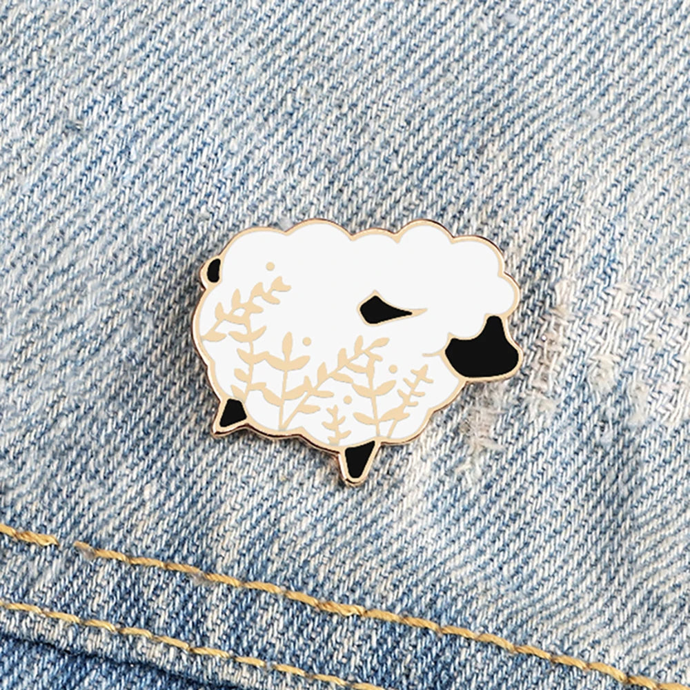 Cute Black Goat Enamel Pin – Funny Cartoon Animal Brooch