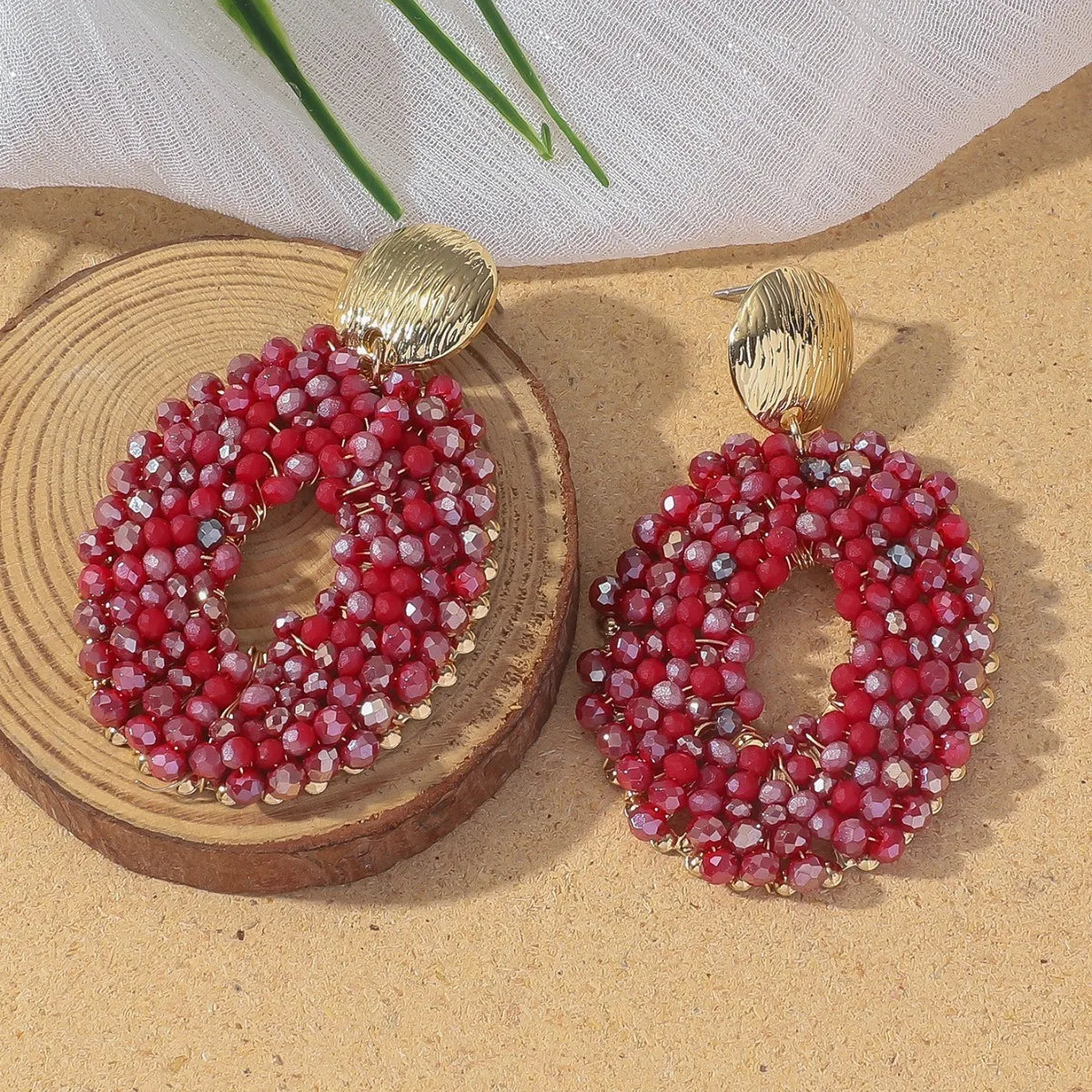 Vintage Boho Beaded Hoop Earrings