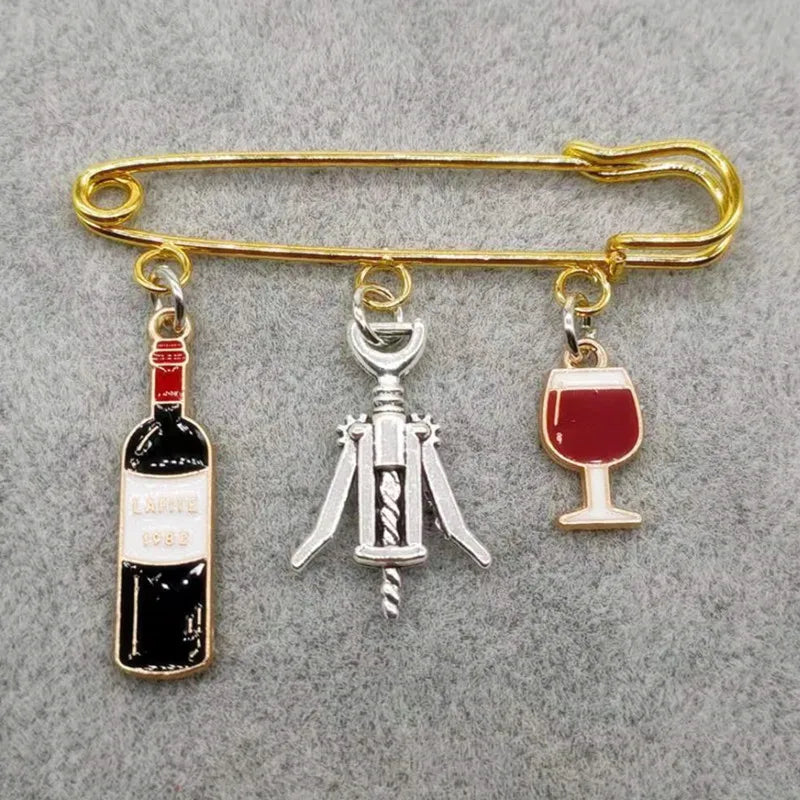 Wine Lover’s Enamel Pin – Adorable Bottle & Glass Pair Brooch Gift