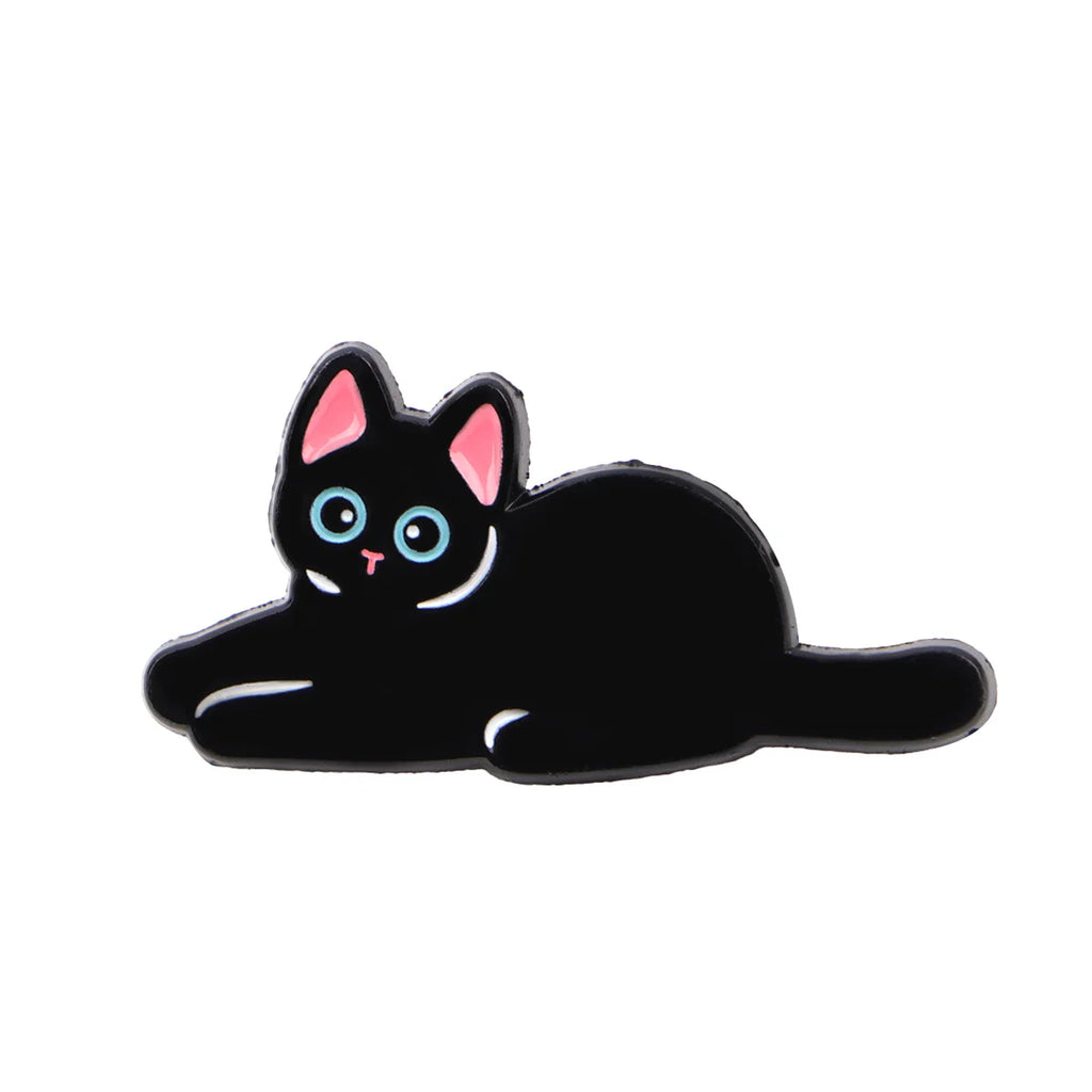Cute Black Cat Enamel Pin – Witchy Halloween Brooch