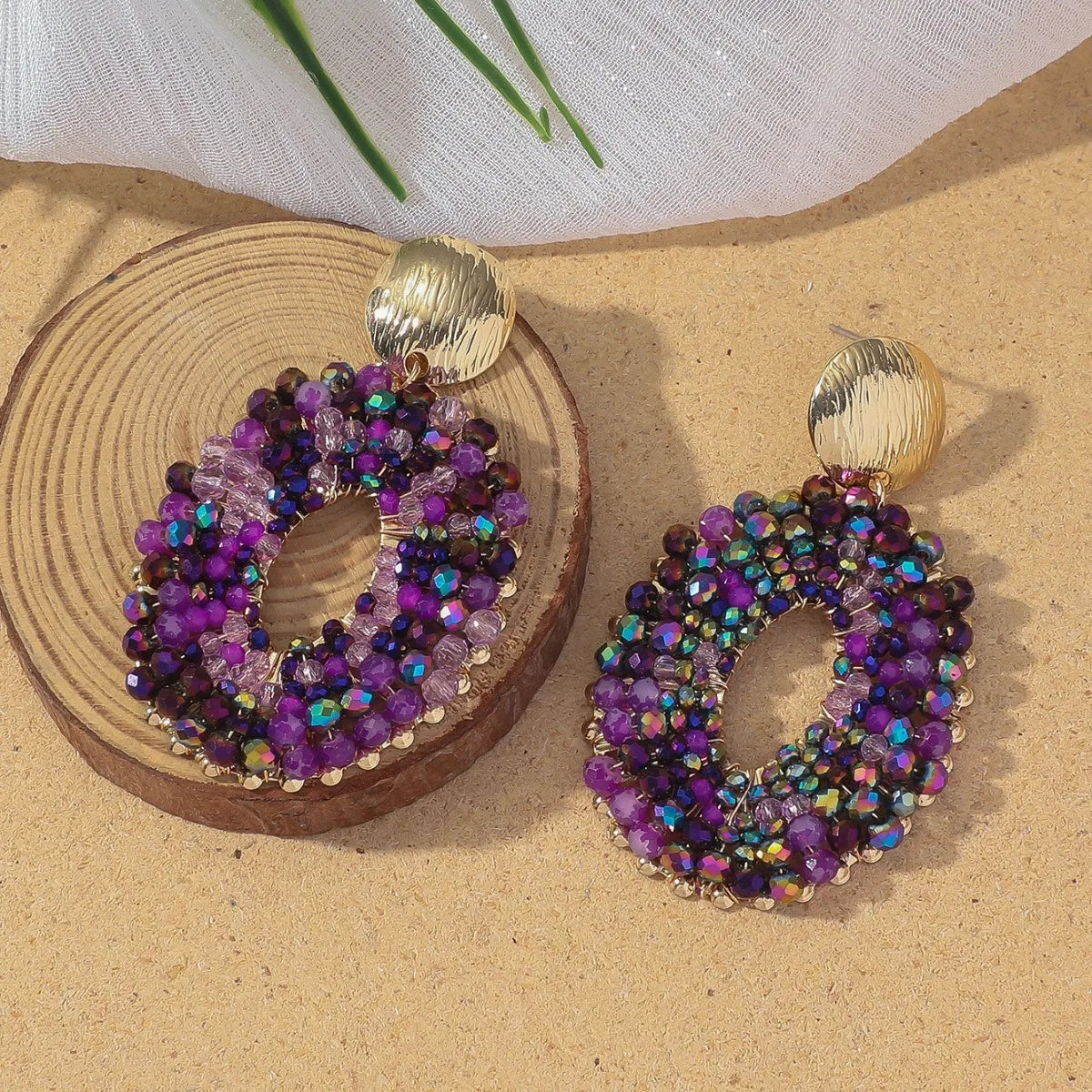 Vintage Boho Beaded Hoop Earrings