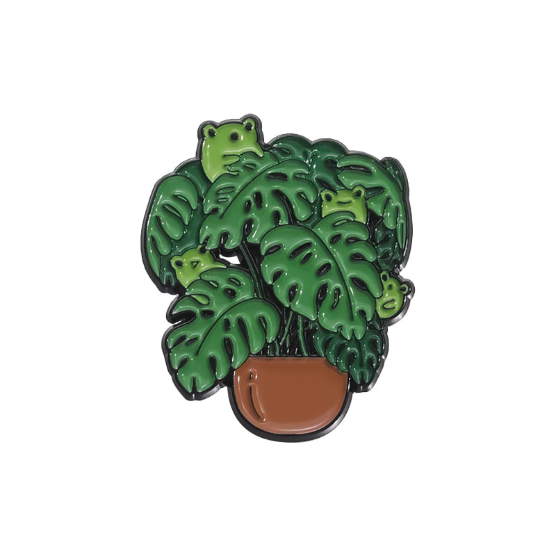 Gothic Skull Plant Enamel Pin – Punk Skeleton Brooch