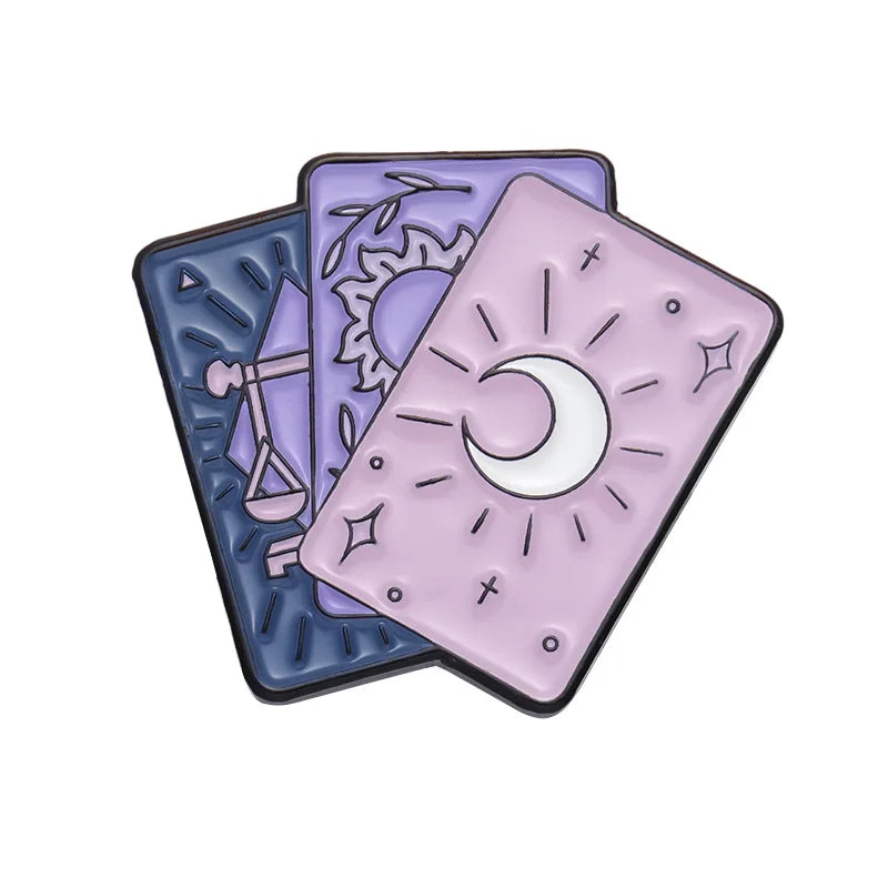 Mystic Crow Enamel Pin – Tarot & Magic Ball Design