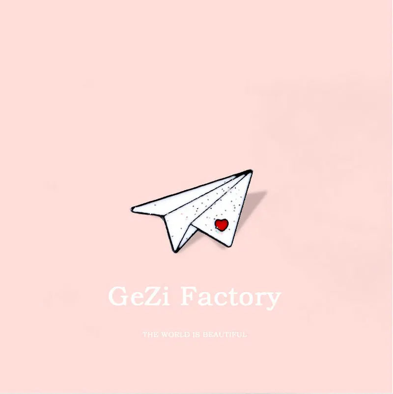 Love Paper Plane Brooch – Cute Boat Enamel Pin Gift