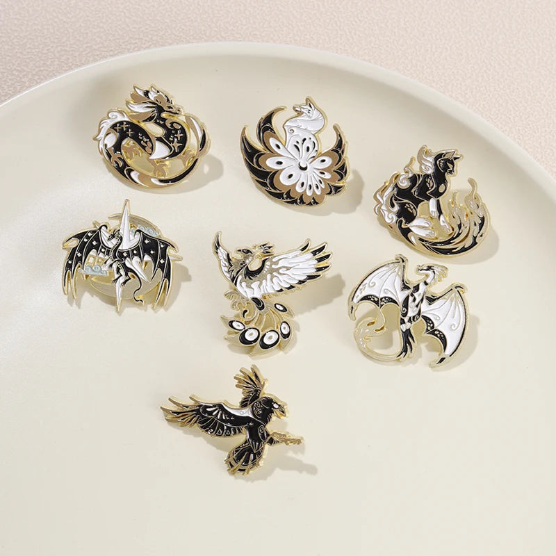 Animal Enamel Pin – Eagle, Dragon & Bird Brooch Badge