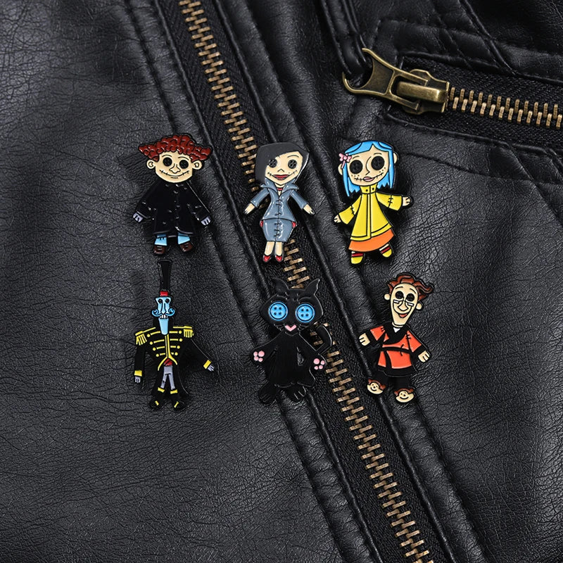Coraline Doll Enamel Pin – Horror Punk Brooch