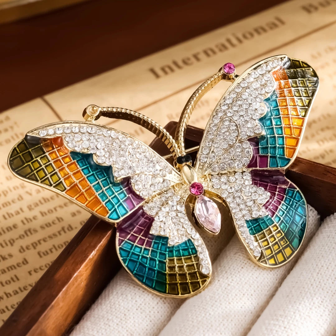 Shiny Crystal Butterfly Lapel Pin