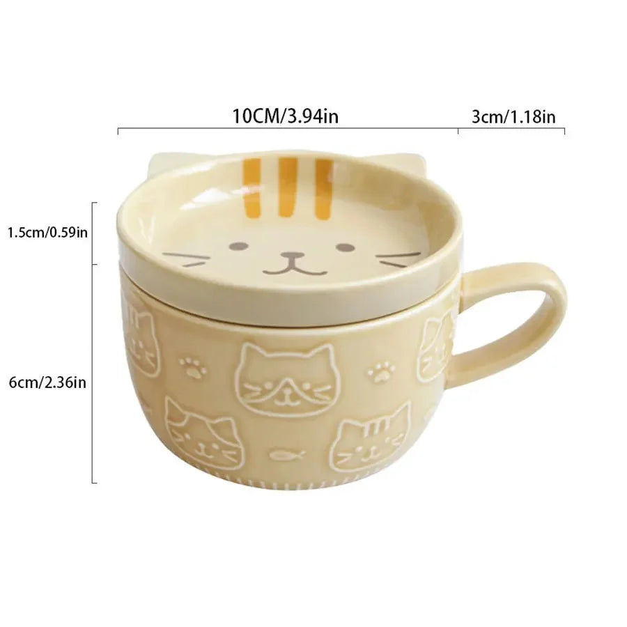 OLENKA Japanese Cartoon Cat Ceramic Mugs