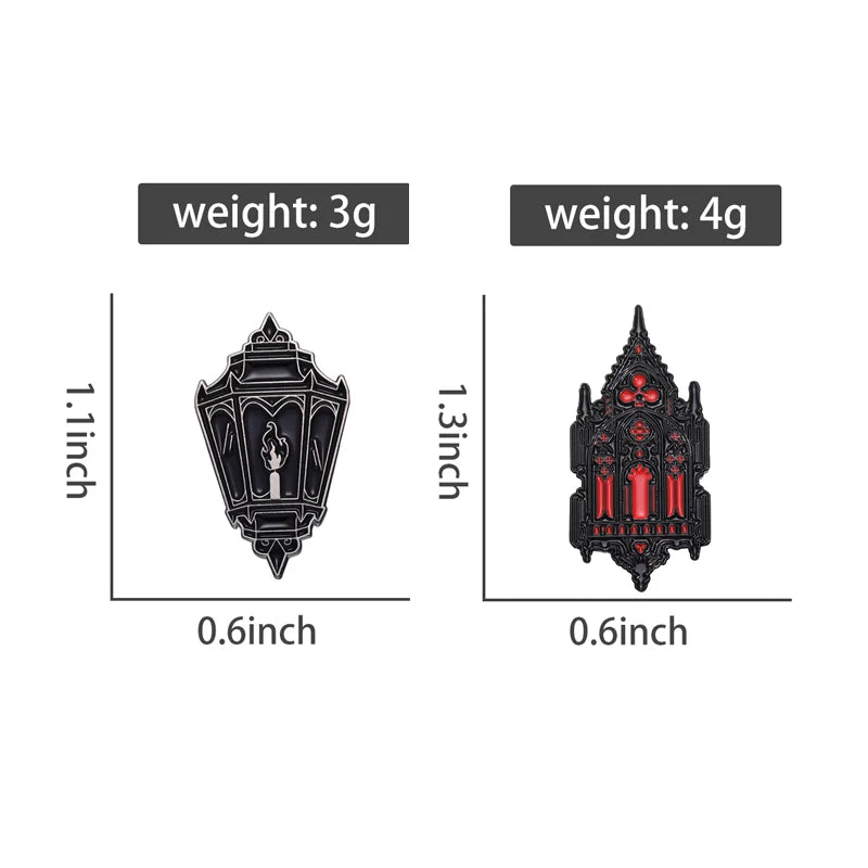 Black Lantern Pin – Gothic Enamel Brooch for Halloween & Everyday Style
