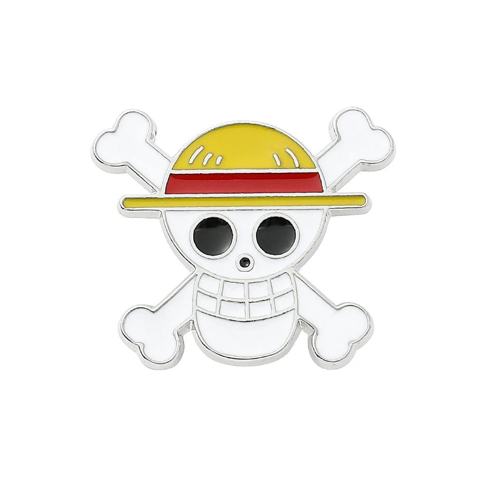 One Piece Enamel Brooch – Monkey D. Luffy Skull Lapel Pin for Bags & Jackets
