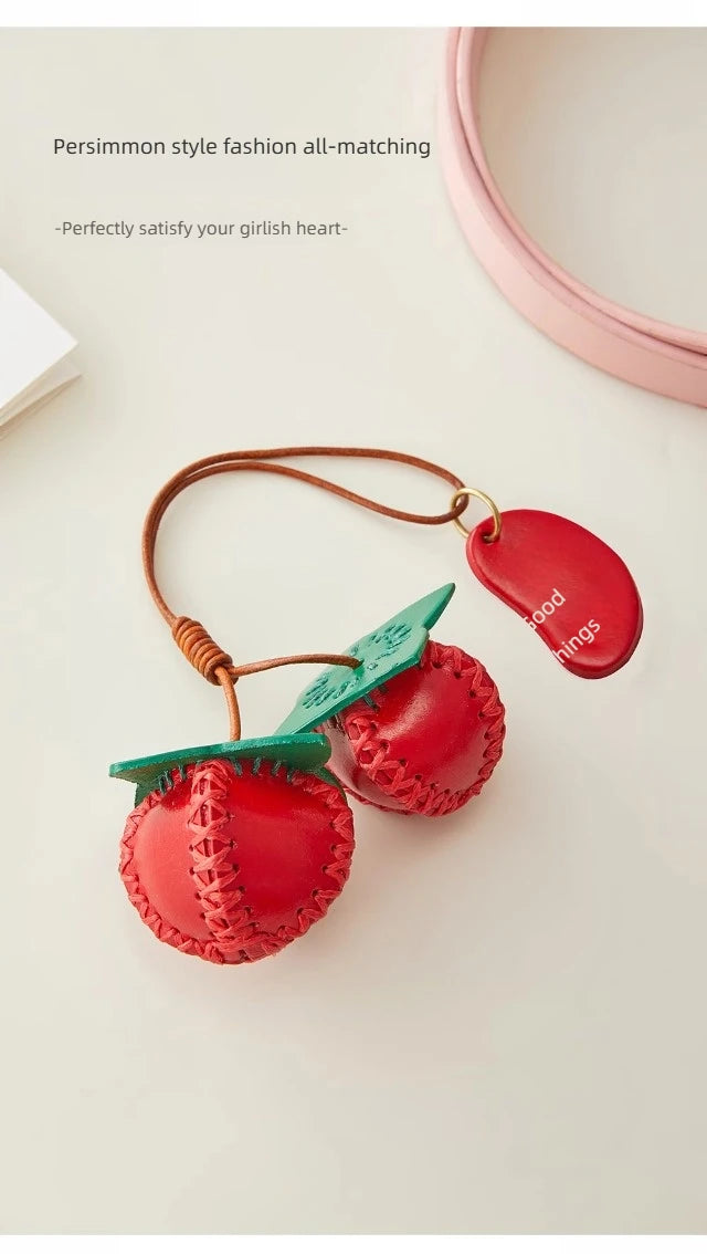 Persimmon Leather Bag Charm – Elegant Fashion Accent