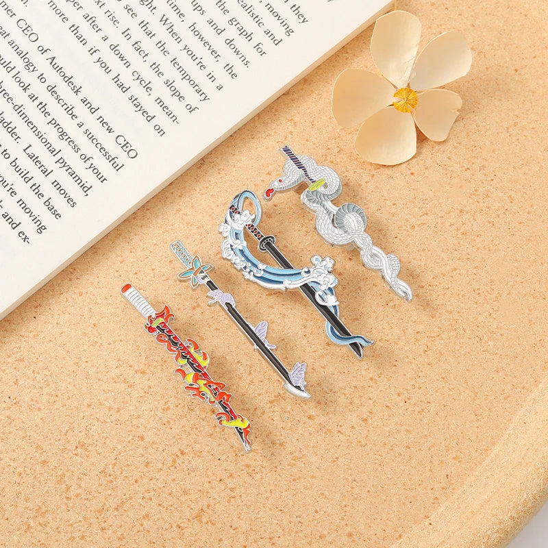 Demon Slayer Weapon Enamel Pins – Anime Sword Metal Brooch Badge
