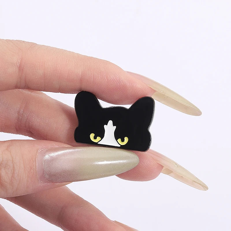 Peeking Black Cat Enamel Pin