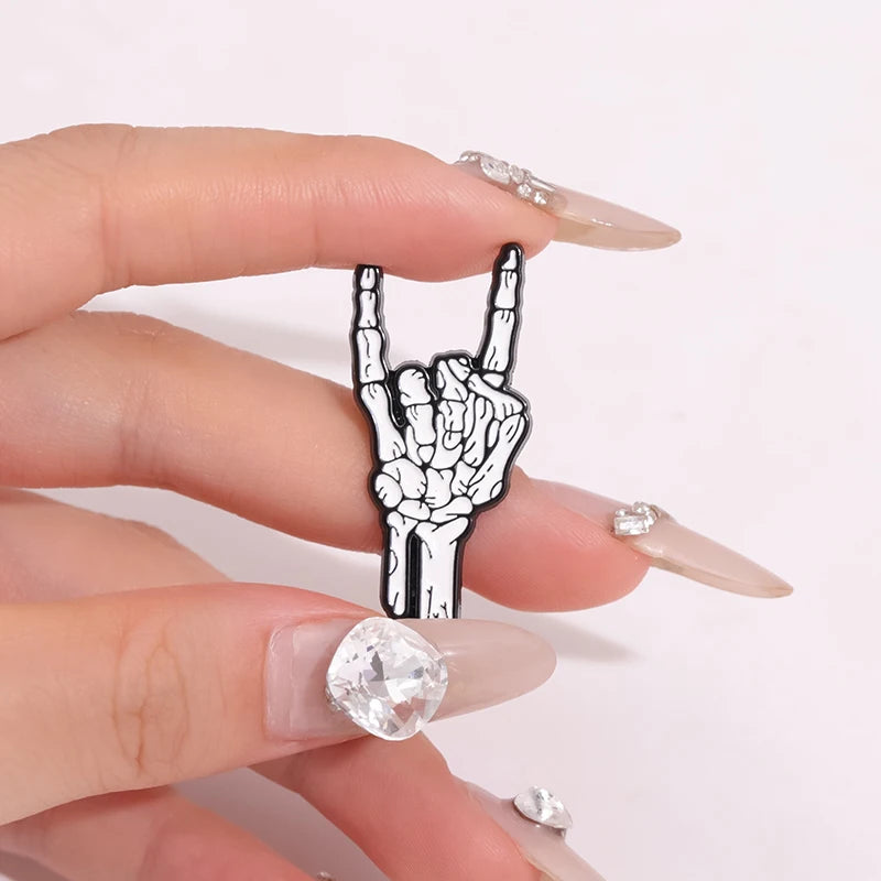 Skeleton Hand Enamel Pin – Punk Rock Brooch