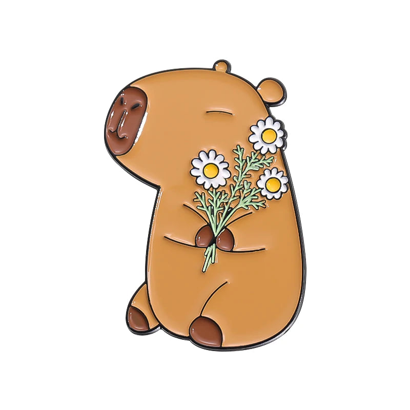 Capybara Love Enamel Pin – Cute Couple Brooch