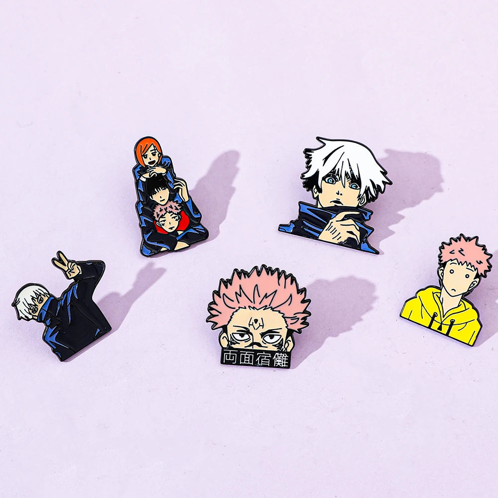 Itadori Yuji Enamel Pin Set – 5pcs Funny Anime Brooch Collection