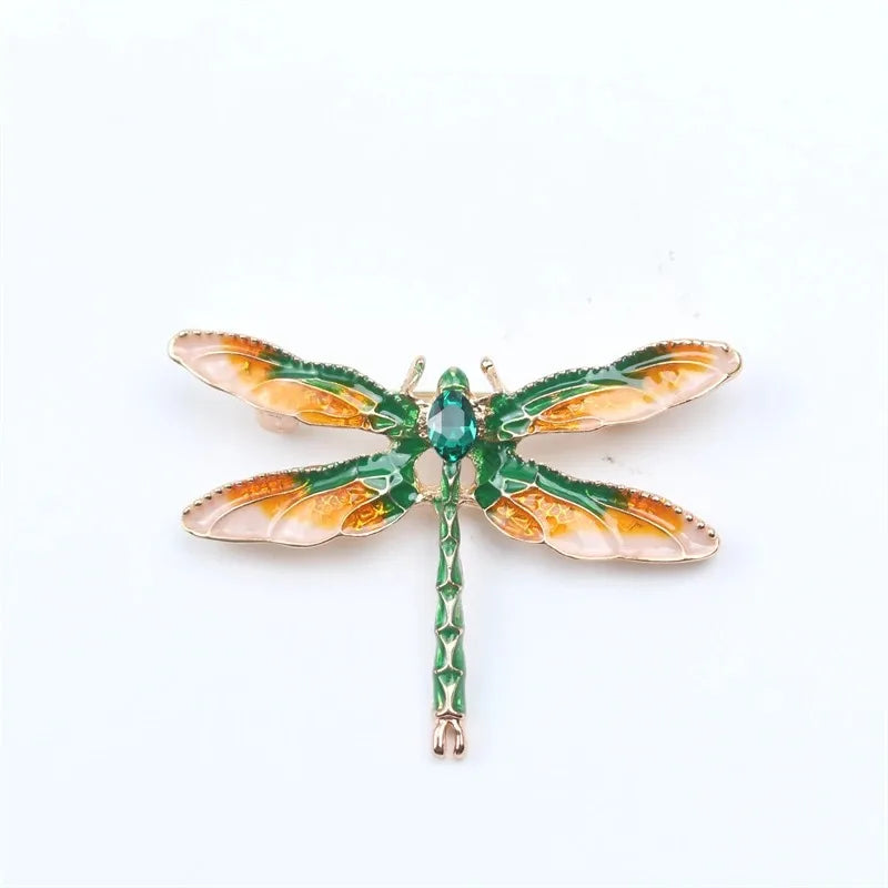 Vintage Crystal Dragonfly Brooch – Elegant Insect Pin for Women