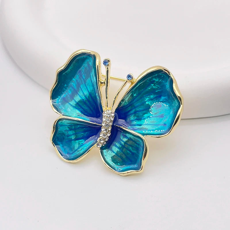 Blue Enamel Butterfly Brooch