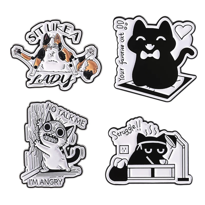 Cute Animal Enamel Pin Set (3–5pcs) – Cat & Capybara Brooches