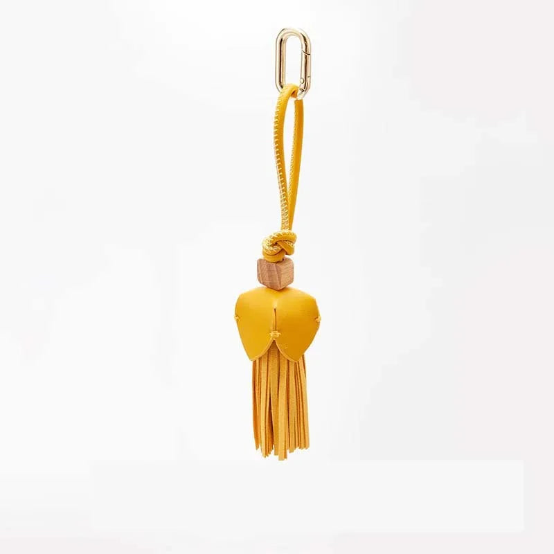 High-Grade Leather Flower Ball Tassel – Bag & Car Pendant