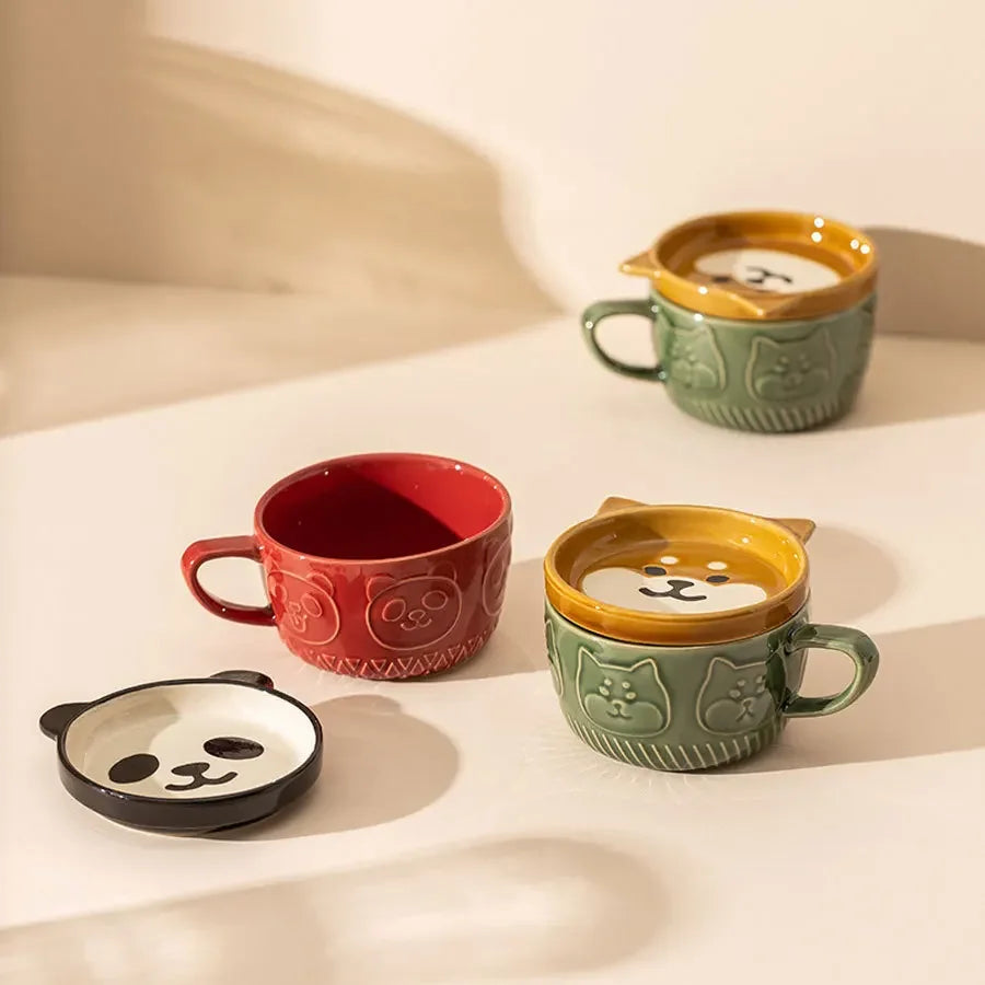 OLENKA Japanese Cartoon Cat Ceramic Mugs