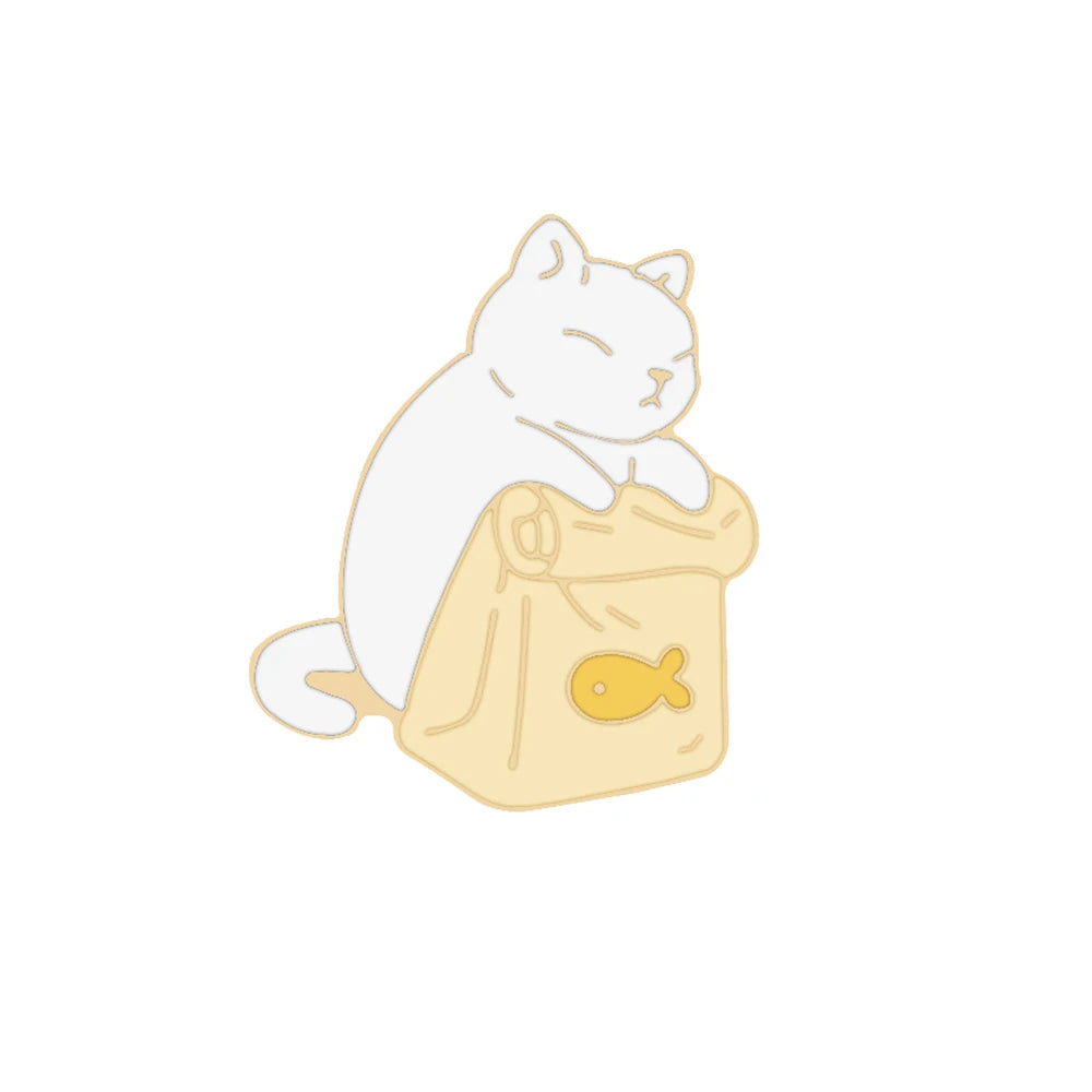 Cute Black & White Cat Enamel Pin – Funny Kitty Brooch