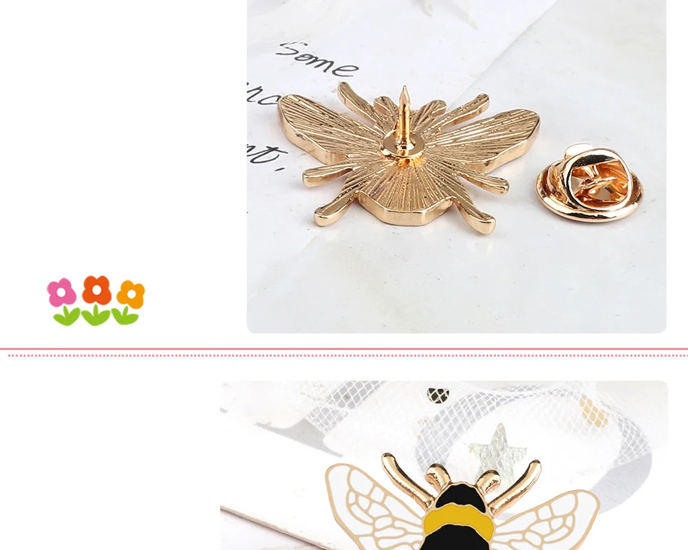 Cute Honey Bee Enamel Pin – Cartoon Insect Brooch