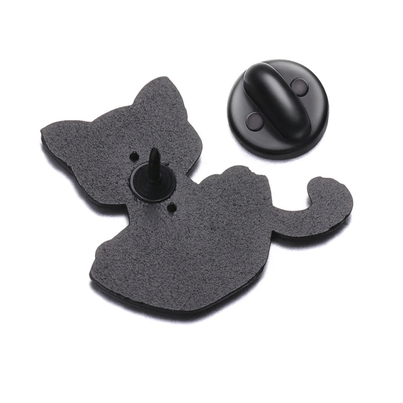 Black Cat Enamel Pin – Cute Kitten Lapel Badge Backpack Jewelry