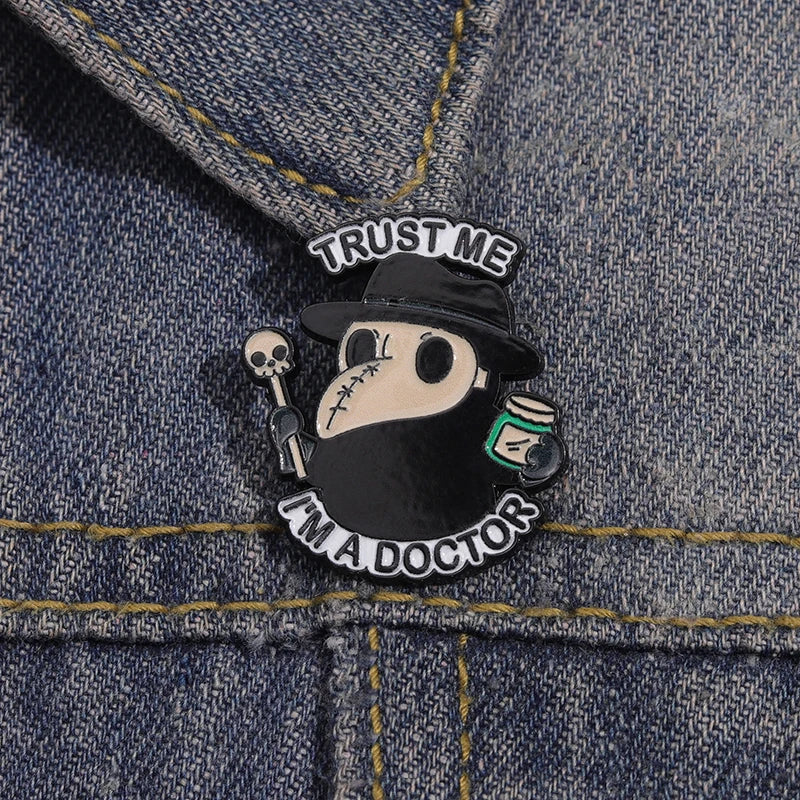 Plague Doctor Enamel Pin – Gothic Punk Brooch