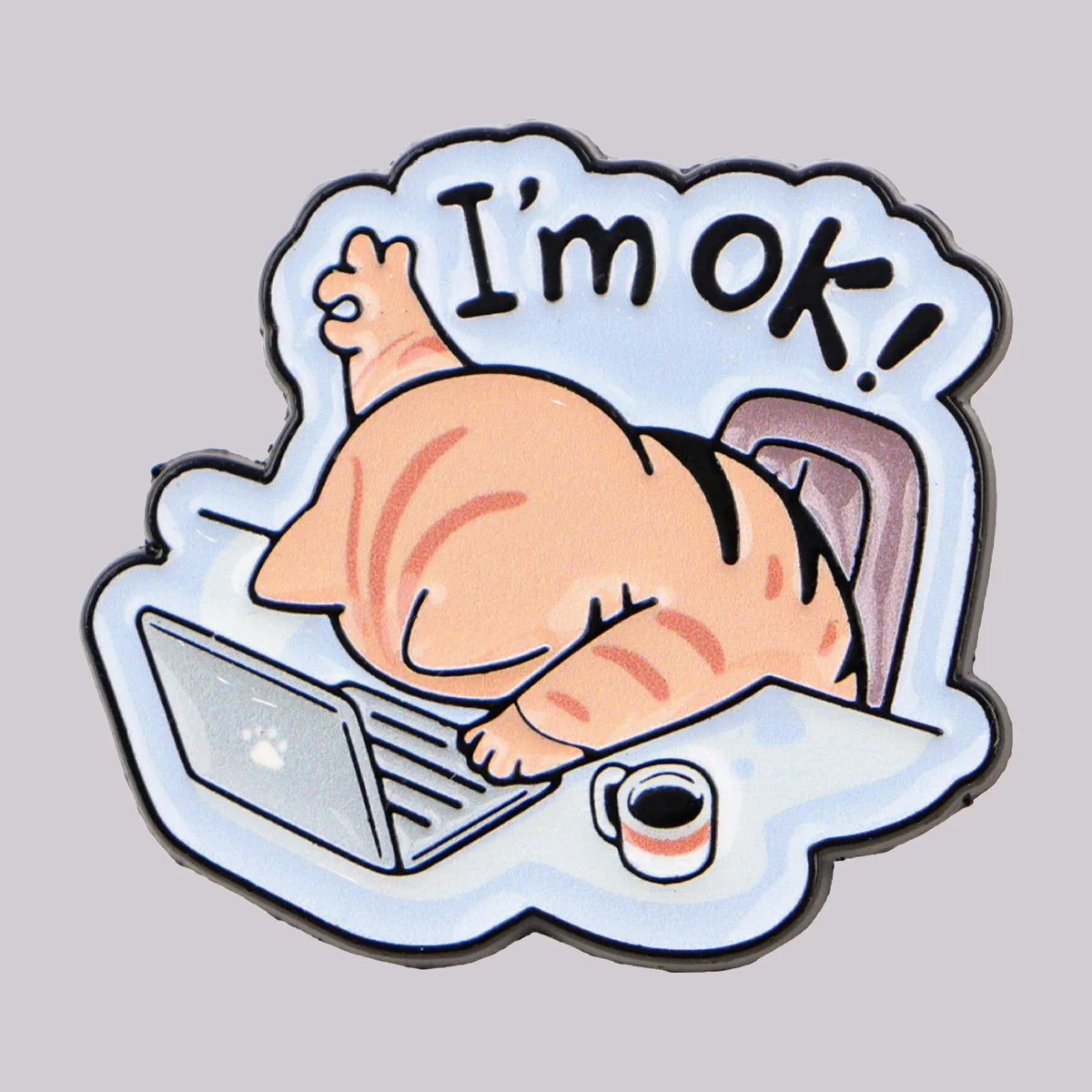 Lazy Office Cat Pin – Funny Animal Badge