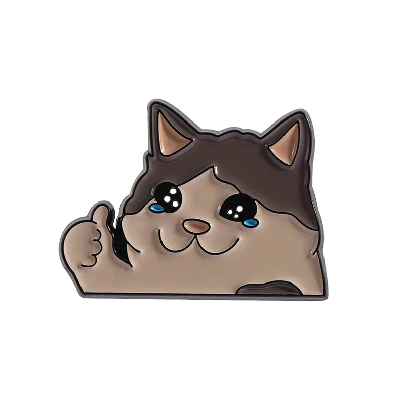 Crying Cat Thumbs Up Enamel Pin