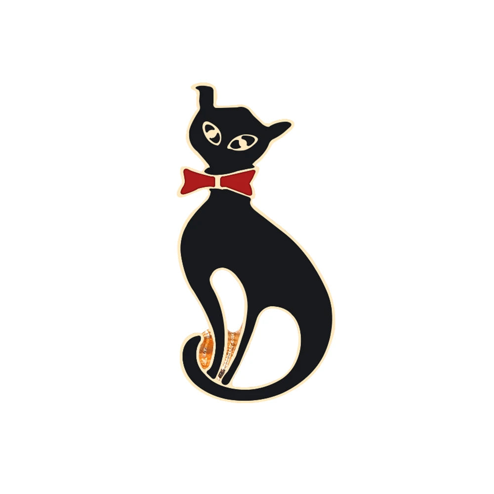 Cute Black & White Cat Enamel Pin – Funny Kitty Brooch