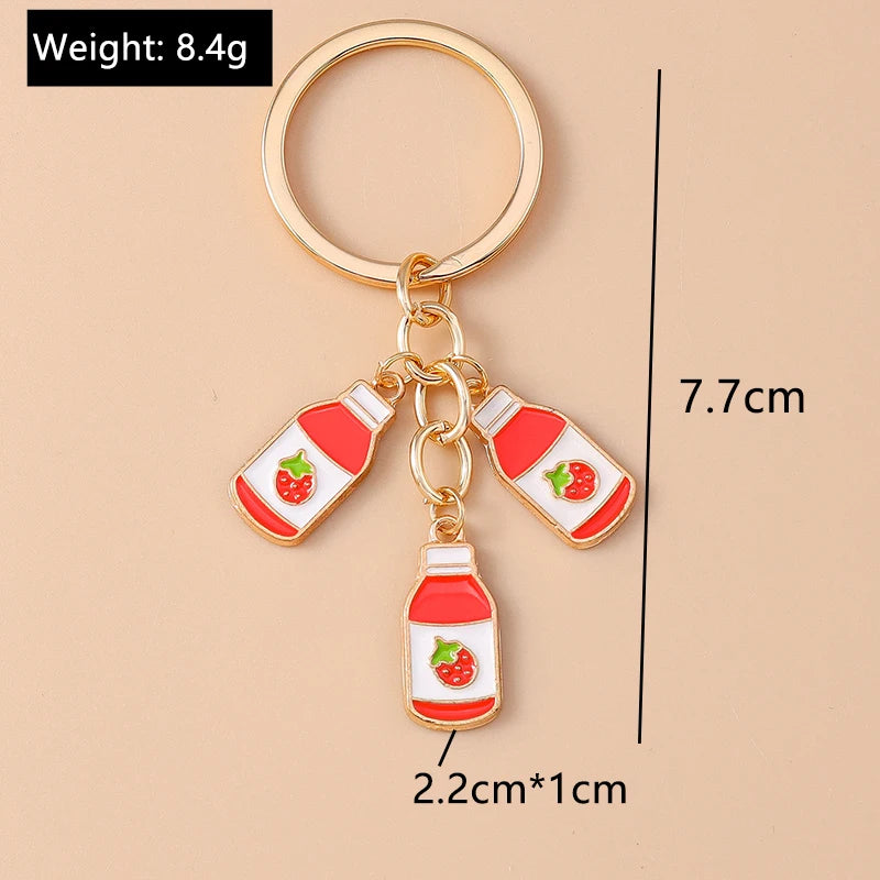 Red Wine Keychain – Cute Enamel Key Ring for Handbags