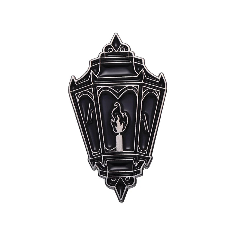 Black Lantern Pin – Gothic Enamel Brooch for Halloween & Everyday Style