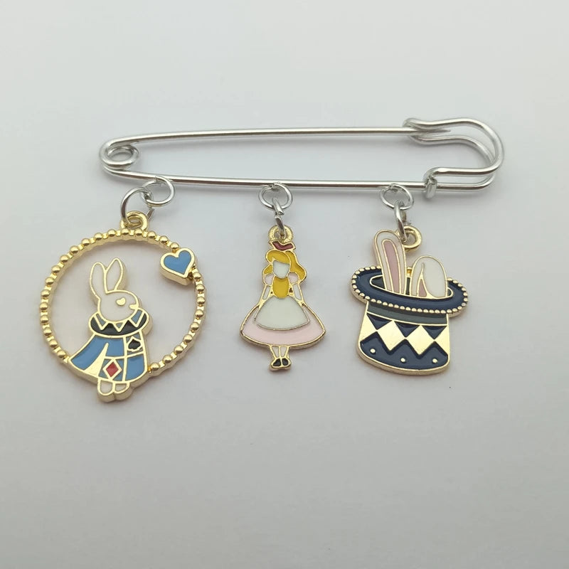 Alice Rabbit Enamel Brooch – Cute Cartoon Pin for Bags, Hats & Clothes